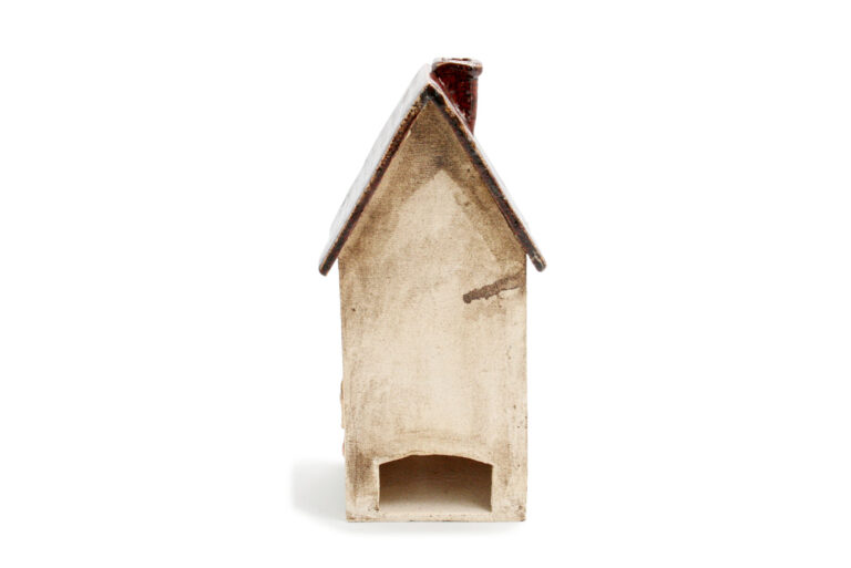 Duży domek ceramiczny na świeczkę – Bordowy dach