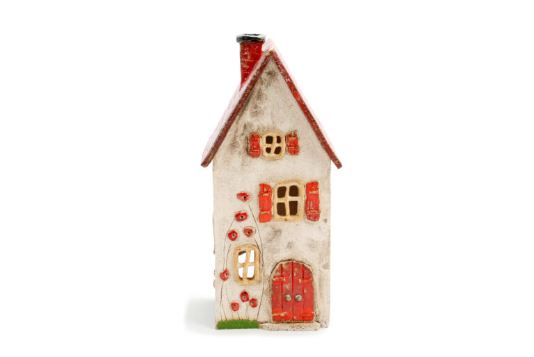 Duzy domek ceramiczny na swieczke – Czerwony dach 2 1