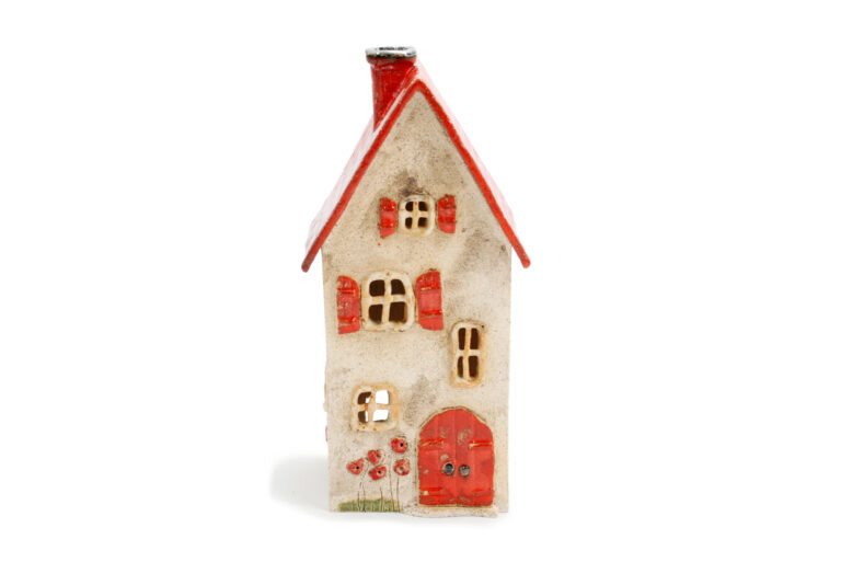 Duży domek ceramiczny na świeczkę – Czerwony dach 3