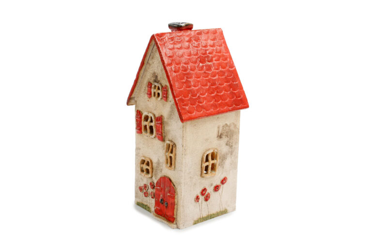 Duży domek ceramiczny na świeczkę – Czerwony dach 3