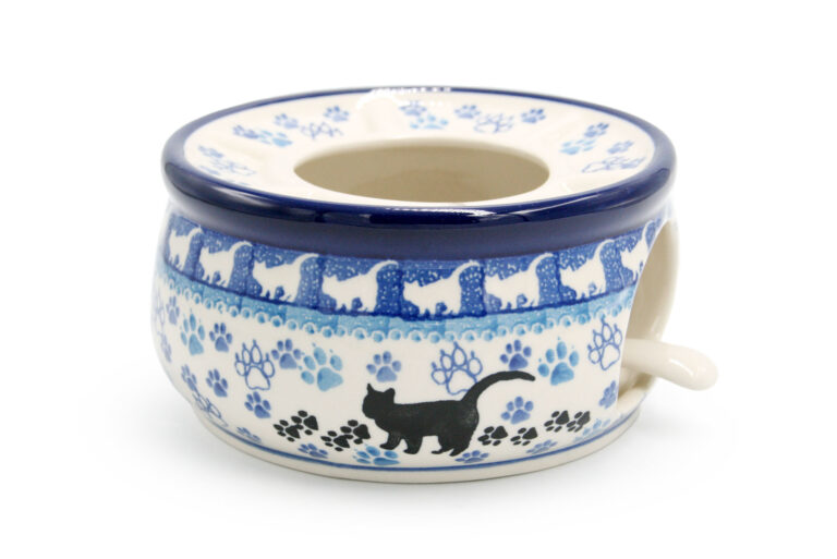 Kettle warmer pattern in cats ceramic Boleslawiec