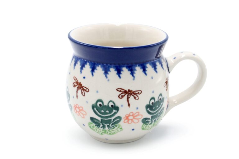 005 Barrel mug small Frogs and Dragonflies, Ceramika Boleslawiec