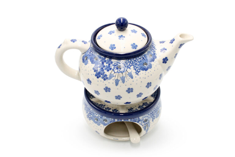 060 063 Teapot with heater Elegant Flowers, Boleslawiec Ceramics (2)