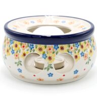 063 Yellow and Orange Flower Warmer, Ceramika Boleslawiec