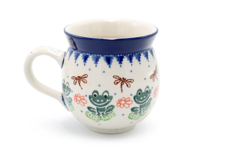 070 Barrel mug medium Frogs and Dragonflies, Ceramika Boleslawiec (2)