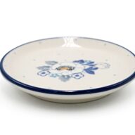 262 White and Blue Flowers Saucer, Boleslawiec Ceramics (2)