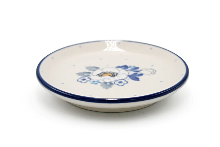 262 White and Blue Flowers Saucer, Boleslawiec Ceramics (2)