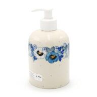 573 White and Blue Flowers Soap Dispenser, Ceramika Boleslawiec