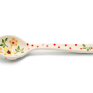 590 Yellow and Orange Flower Spoon, Ceramika Boleslawiec