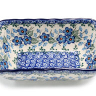 960 Small wavy Lobelia casserole, Ceramika Boleslawiec