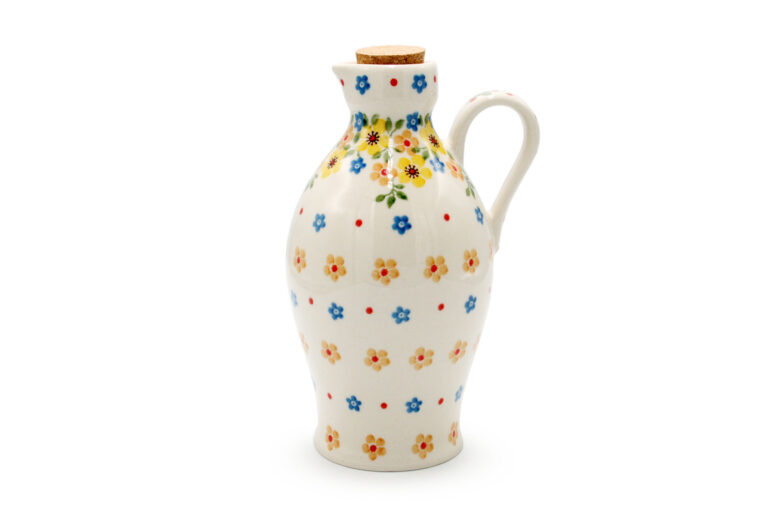 B85 Yellow and Orange Flower Bottle, Ceramika Boleslawiec