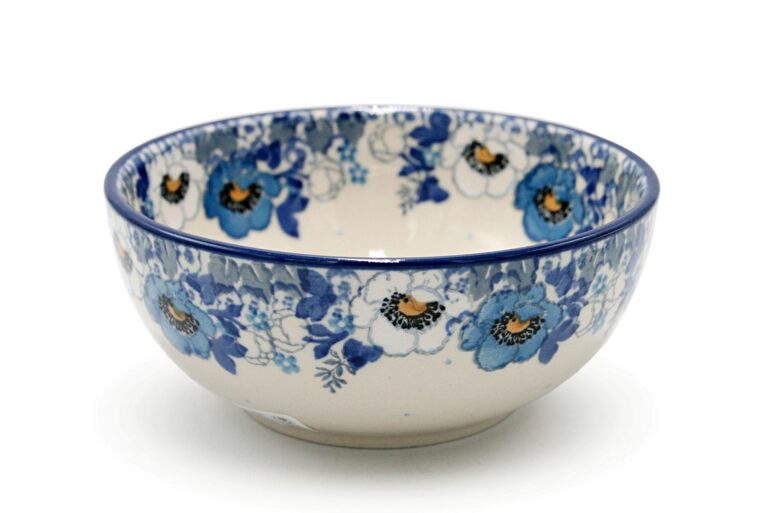 C94 Small Bowl White and Blue Flowers, Boleslawiec Ceramics (2)