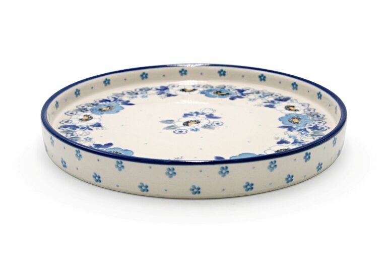 E92 White and Blue Flowers rim platter, Boleslawiec Ceramics (2)