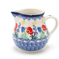 091 Poppies and Yellow Butterflies Creamer, Ceramika Boleslawiec