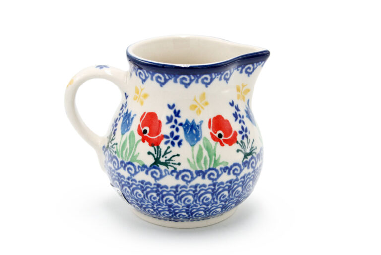 091 Poppies and Yellow Butterflies Creamer, Ceramika Boleslawiec (2)