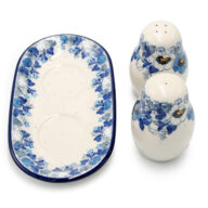 131 White and Blue Flowers Spice Set, Boleslawiec Ceramics (2)