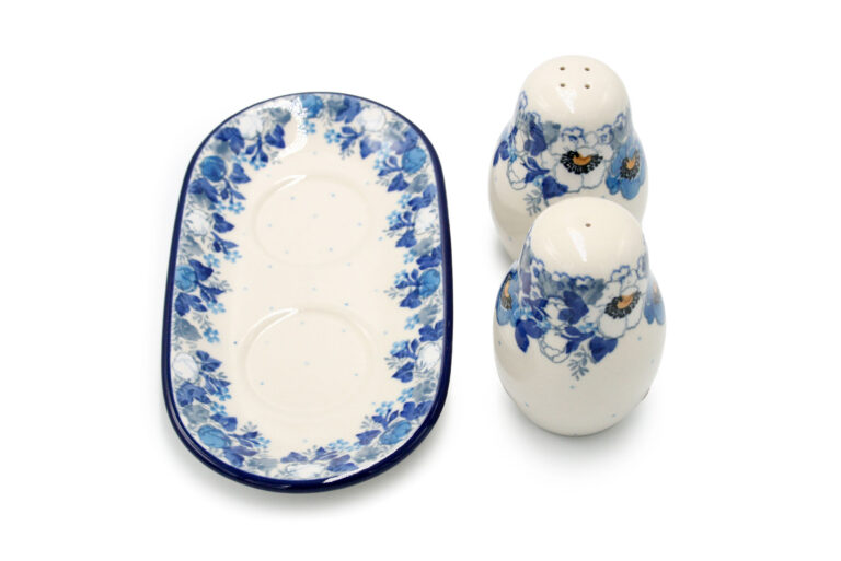 131 White and Blue Flowers Spice Set, Boleslawiec Ceramics (2)