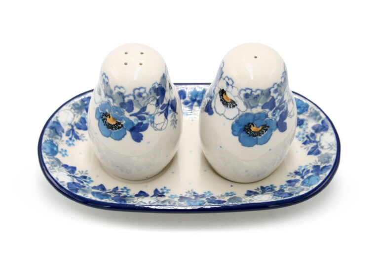 131 White and Blue Flowers Spice Set, Boleslawiec Ceramics (3)