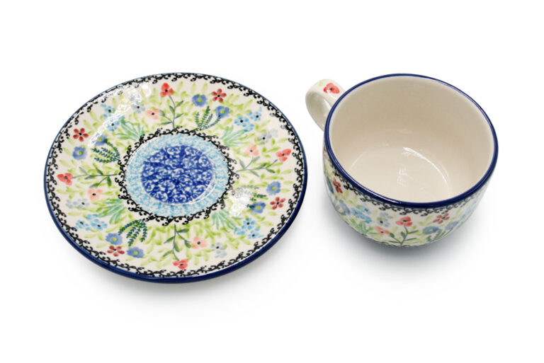 466 467 768 Colorful Spring Meadow cup, Boleslawiec Ceramics (2)