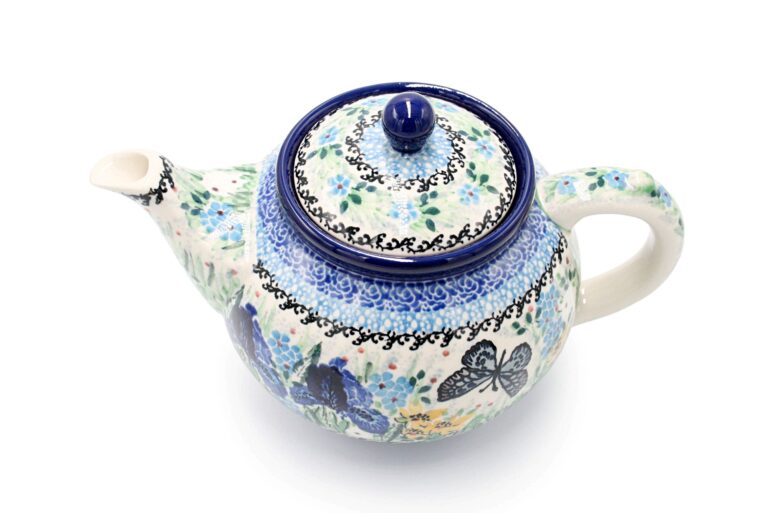 060 Butterfly Teapot on Floral Meadow, Boleslawiec Ceramics (2)