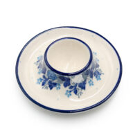 145 Egg Saucer White and Blue Flowers, Ceramika Boleslawiec