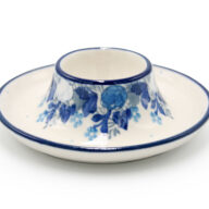 145 Egg Saucer White and Blue Flowers, Boleslawiec Ceramics (2)