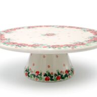 Cer Art Red Flower Cake Platter, Boleslawiec Ceramics