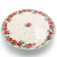 Cer Art Red Flower Cake Platter, Boleslawiec Ceramics (2)