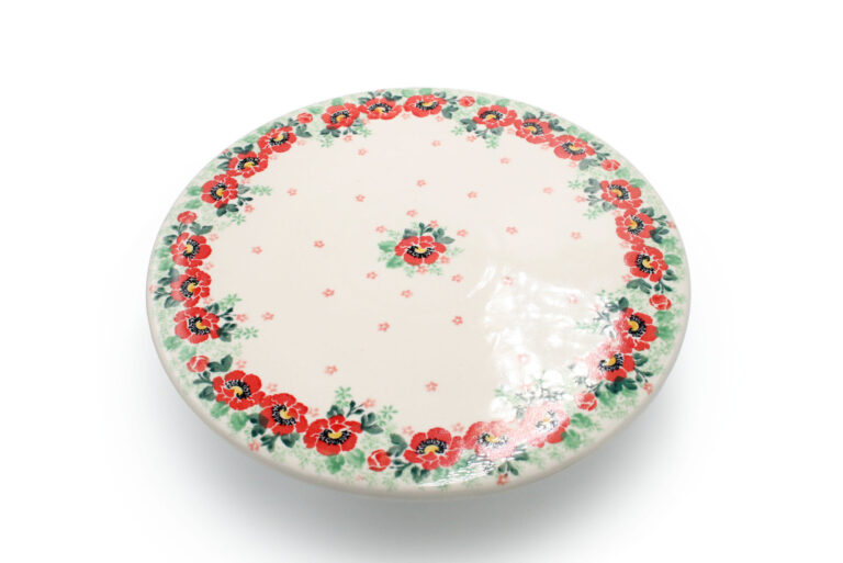 Cer Art Red Flower Cake Platter, Boleslawiec Ceramics (2)