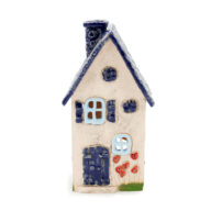 Ceramic candle house - Navy blue roof 2