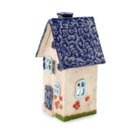 Ceramic candle house - Navy blue roof 2 (2)