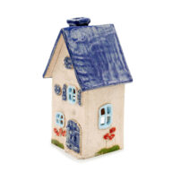 Ceramic candle house - Navy blue roof 3 (2)