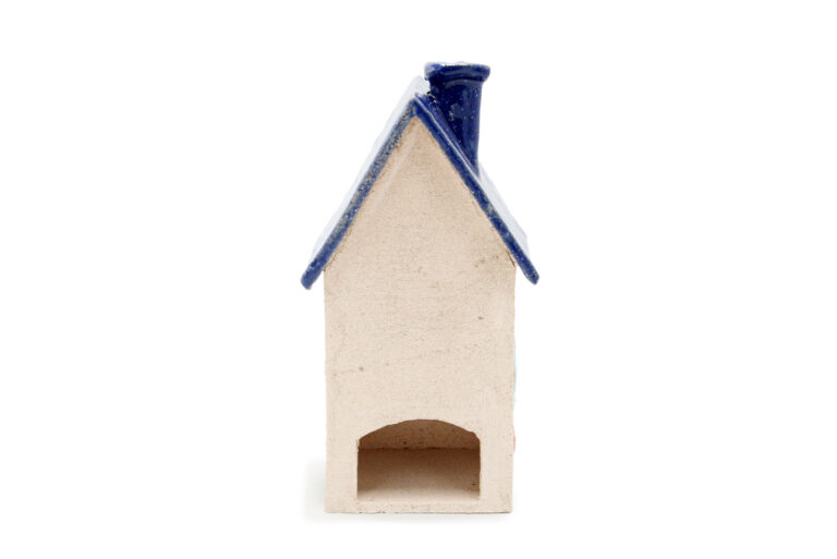 Ceramic candle house - Navy blue roof 3 (3)