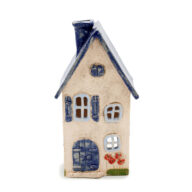 Ceramic house for candle - Navy blue roof-Arpeggio