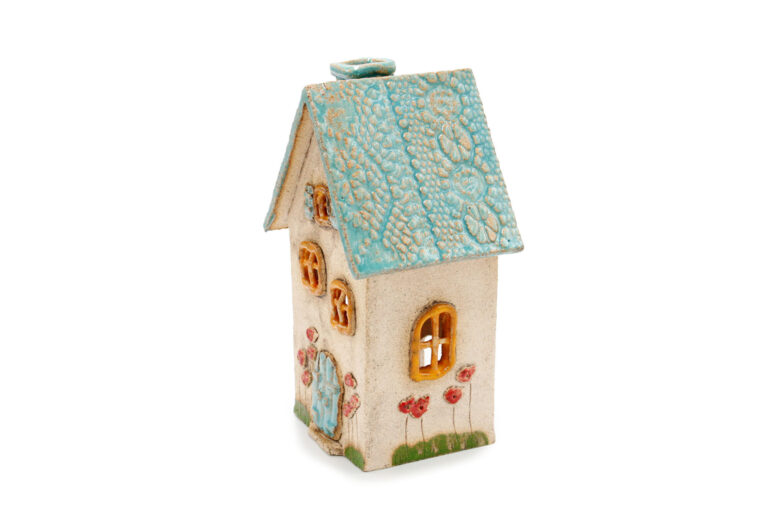 Ceramic candle house - Seledyn roof 8 (2)