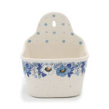 130 Pojemnik na sól Białe i Niebieskie Kwiaty, Ceramika Bolesławiec