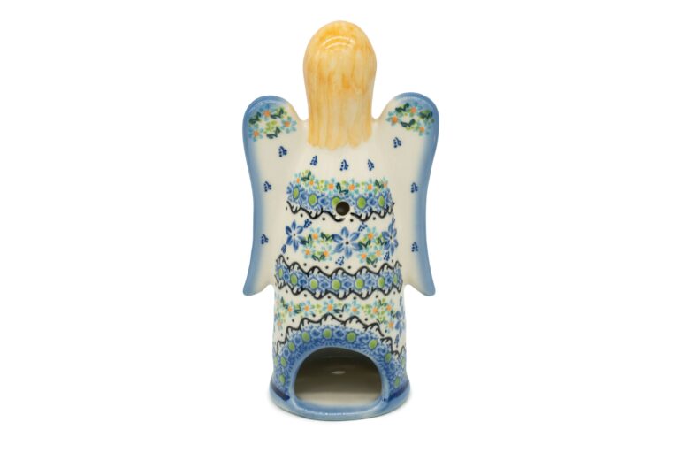Ceramiczny anioł na świeczkę Niebieskie Wianuszki, Ceramika Bolesławiec (2) Ceramiczny anioł na świeczkę Niebieskie Wianuszki, Ceramika Bolesławiec (2)