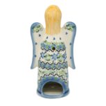 Ceramiczny anioł na świeczkę Niebieskie Wianuszki, Ceramika Bolesławiec (2)