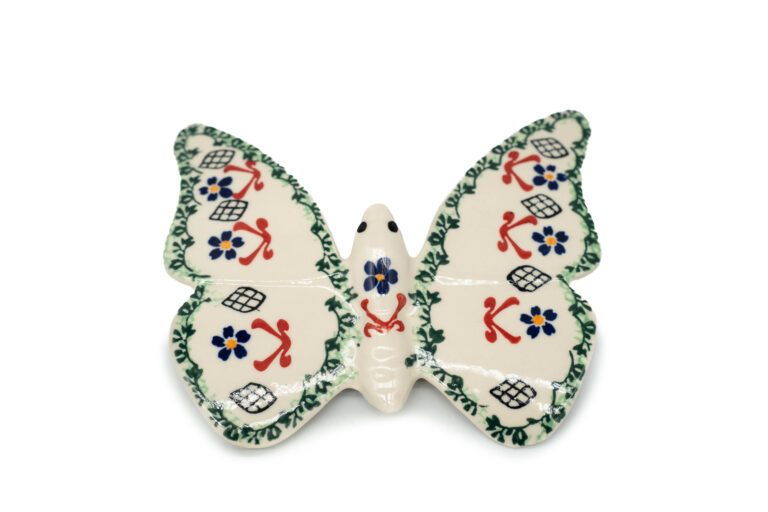 Ozdobny motyl do powieszenia Granatowy Kwiat, Ceramika Bolesławiec