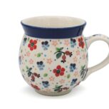 070 Kubek baryłka średni Dzika Róża i Kwiatuszki, Ceramika Bolesławiec