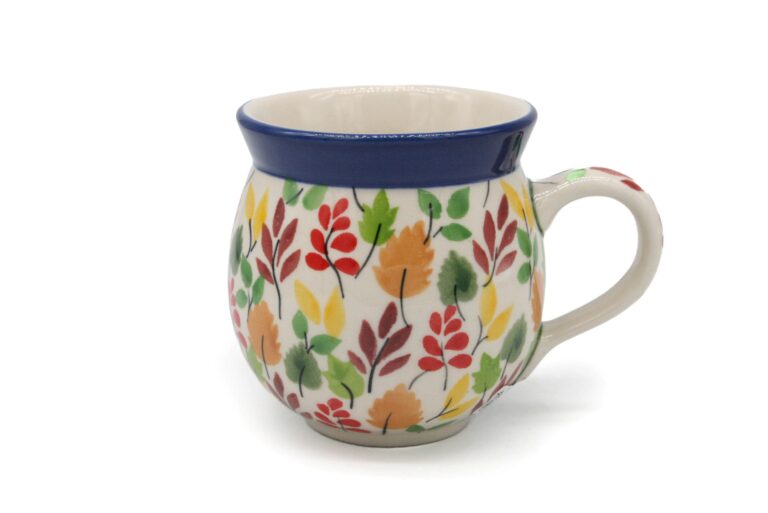 070 Kubek baryłka średni Kolorowe Liście, Ceramika Bolesławiec