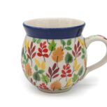 070 Kubek baryłka średni Kolorowe Liście, Ceramika Bolesławiec