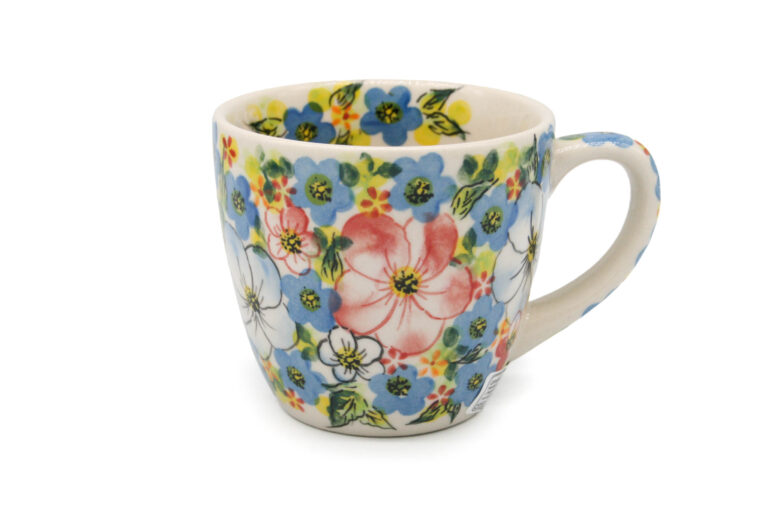 Filiżanka - kubek na kawę Ozdobne Kwiaty, Ceramika Bolesławiec