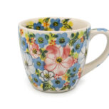 Filiżanka - kubek na kawę Ozdobne Kwiaty, Ceramika Bolesławiec