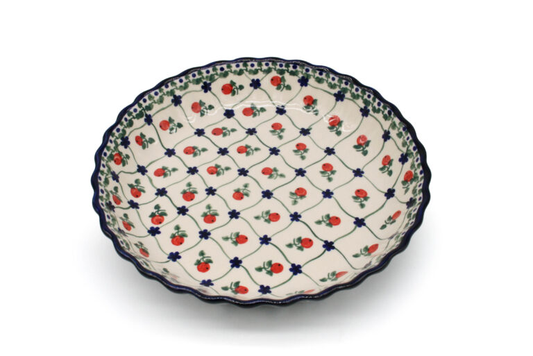 Zapiekacz falowany okrągły Żurawinowa Kratka, Ceramika Bolesławiec