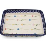 Średni zapiekacz prostokątny Delikatne Kwiaty, Ceramika Bolesławiec