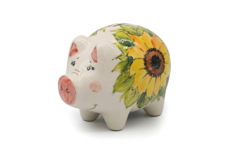 Świnka skarbonka Słoneczniki, Ceramika Bolesławiec