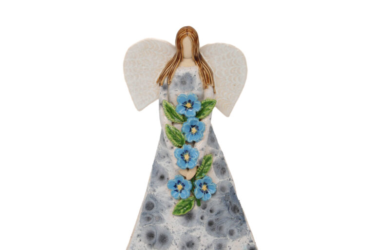 Unikatowy anioł z niebieskimi kwiatami + Zawieszka (2) Unikatowy anioł z niebieskimi kwiatami + Zawieszka (2)