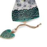 Unikatowy anioł z niebieskimi kwiatami + Zawieszka (3)