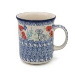 Duży kubek prosty Maki i Motylek – 400 ml, Ceramika Bolesławiec